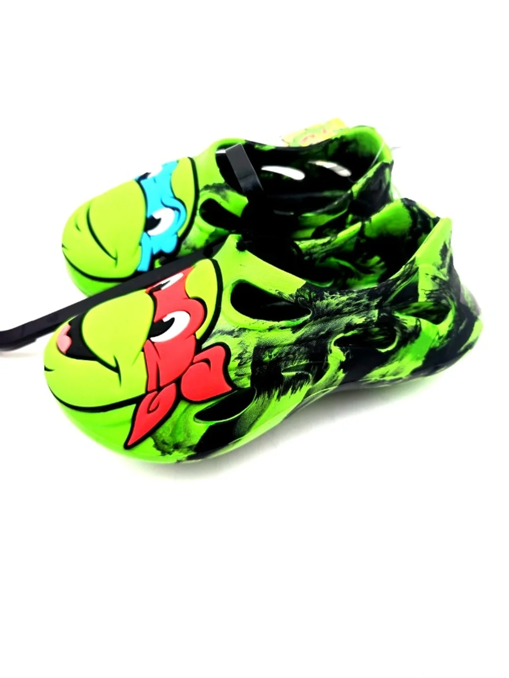 TMNT Toddler Sandals Size 7/8  Boys Slip On Green Boys Turtles Rubber Summer